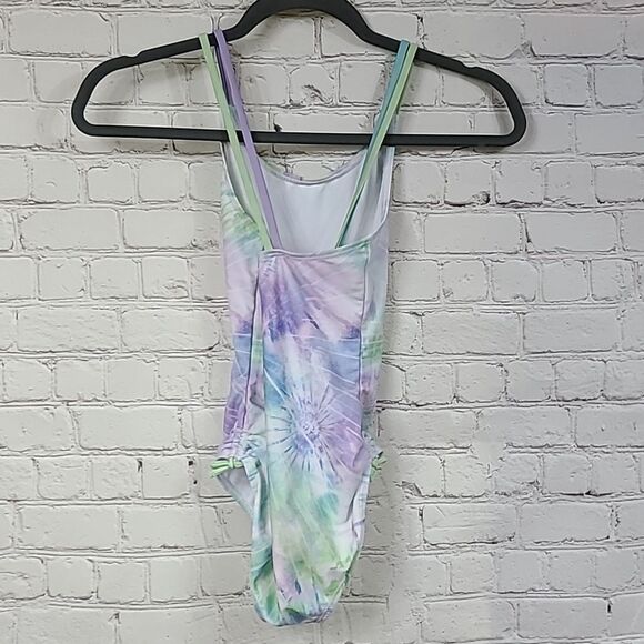 Girls 7/8 Star Wars Mandalorian Grogu Baby Yoda One-Piece Swimsuit Green Tie Dye - Picture 10 of 11